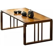 YZboomLife HM&DX Folding Bamboo Coffee Table Farmhouse Tea Table Low Table for Sitting On The Floor Portable Japanese Floor Table Foldable Low Dining Table Kotatsu Table(39.3x16.5x13i