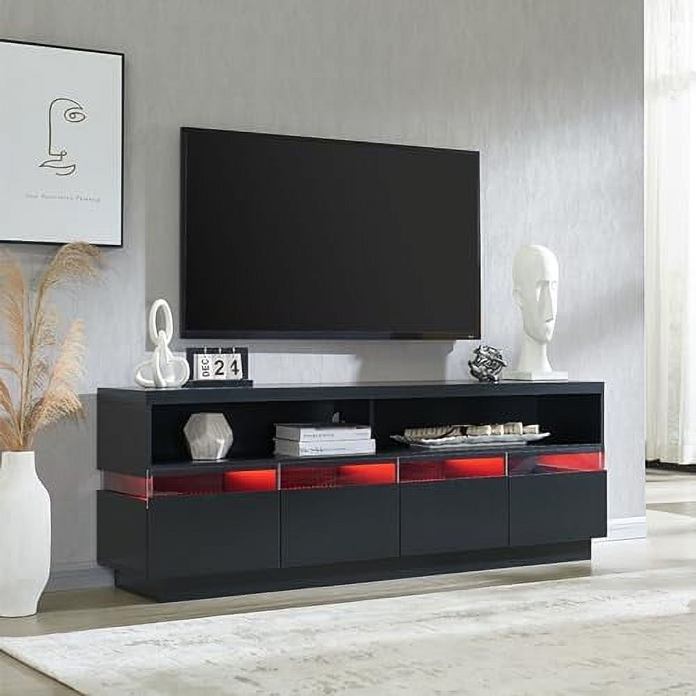 YZboomLife LED TV Stand for 75 Inch TV Media Console Table w/Soundbar