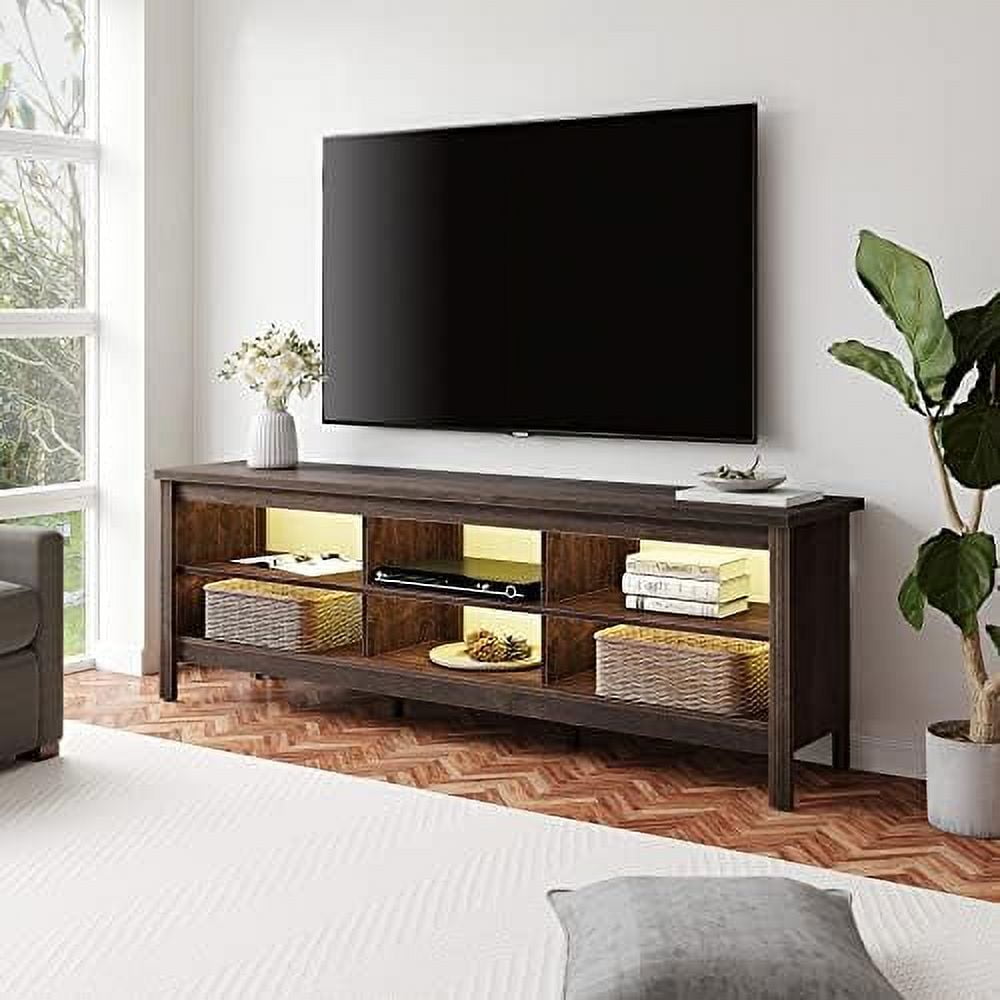YZboomLife LED TV Stand for 75 inch TV Entertainment Center Espresso