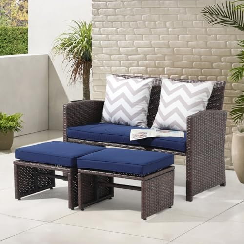 YZboomLife Outdoor Loveseat 3 Piece Patio Set Outdoor Conversation Set