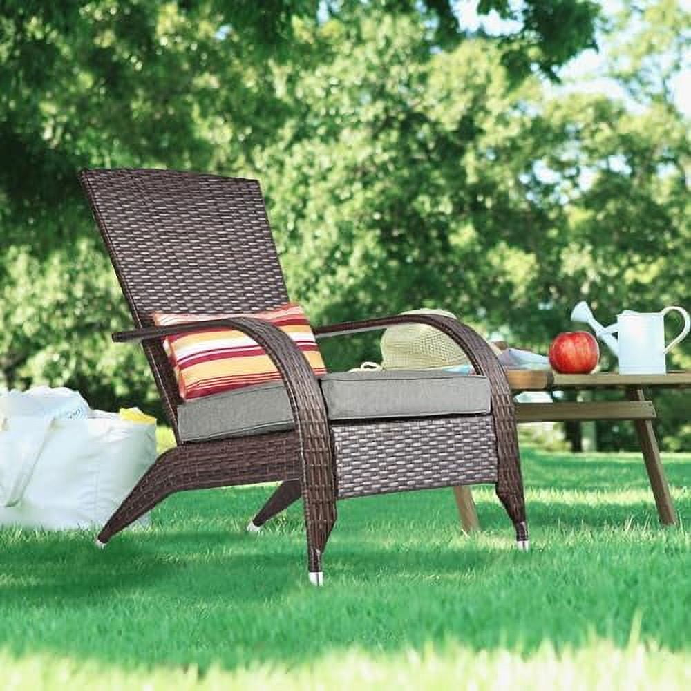 YZboomLife Outdoor Patio Wicker Adirondack Chair Outside Fire Pit Chairs Oversized Comfy