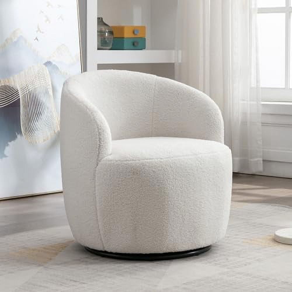 YZboomLife Swivel Barrel Chair Teddy Sherpa Upholstered Modern Round