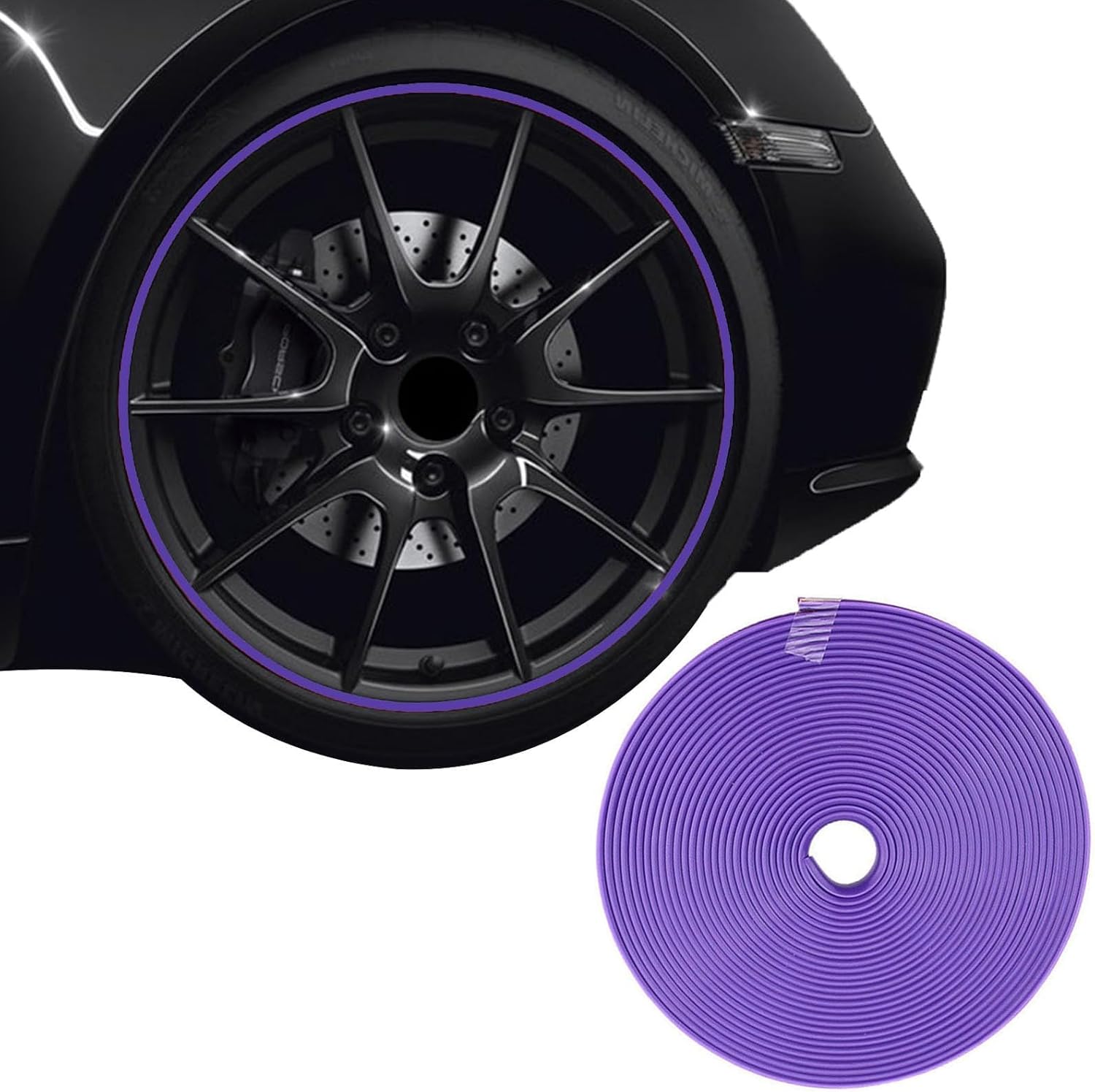 26Ft Car Wheel Hub Rubber Ring Sticker – Tire Rim Edge Protector Strip, Black