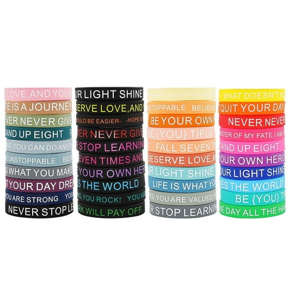 YZhouD Inspirational Silicone Wristbands Rubber Stretch Unisex Bracelets Student Back to School Gift from Teacher Summer Camp Prizes(20PCS)