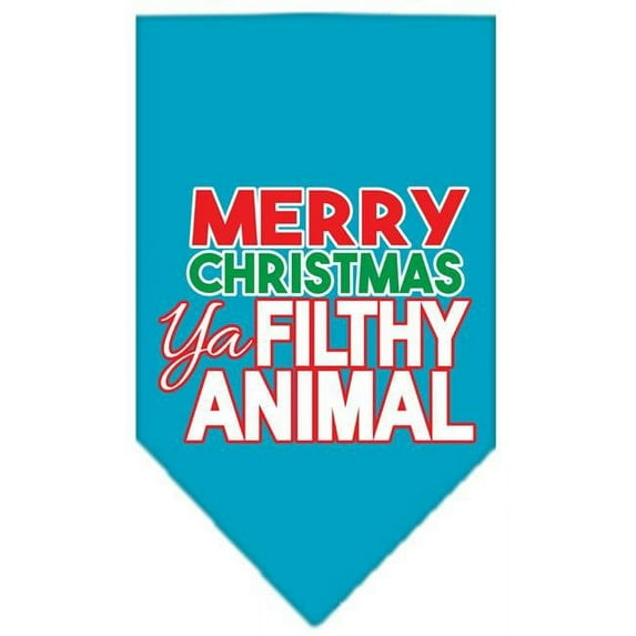 Ya Filthy Animal Screen Print Pet Bandana, Turquoise - Small