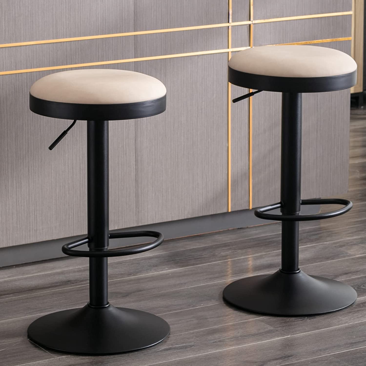 YaHome Modern Swivel Bar Stools Set of 3 Round Adjustable Height Bar