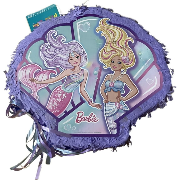 Ya Otta Barbie Mermaid Outline Pinata with Pull Rope, Multicolor