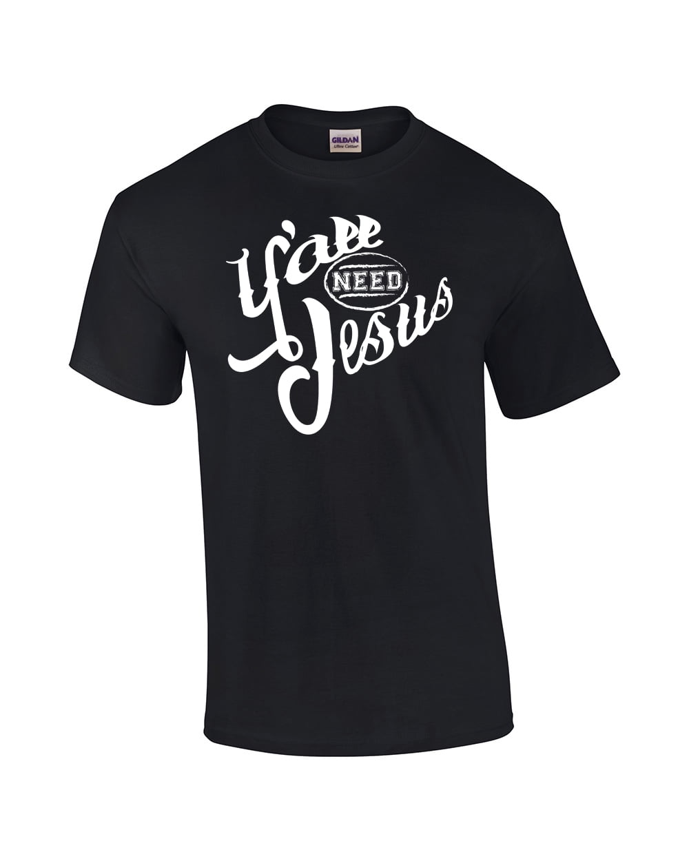 Ya'll Need Jesus Christian Short Sleeve T-shirt-Navy-Small