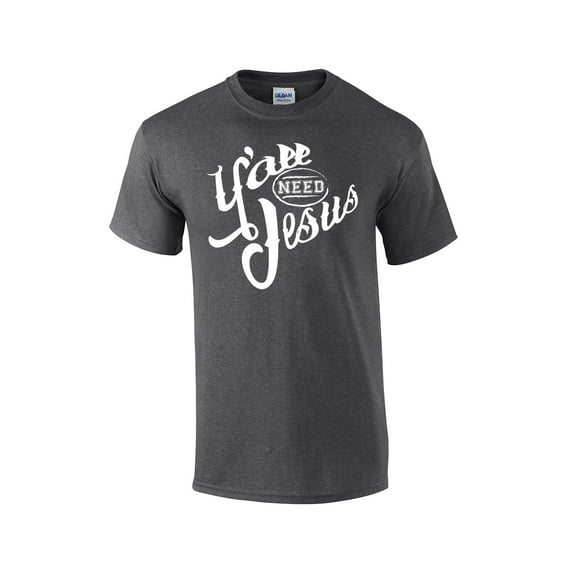 Ya'll Need Jesus Christian Short Sleeve T-shirt-HeatherGray-XL