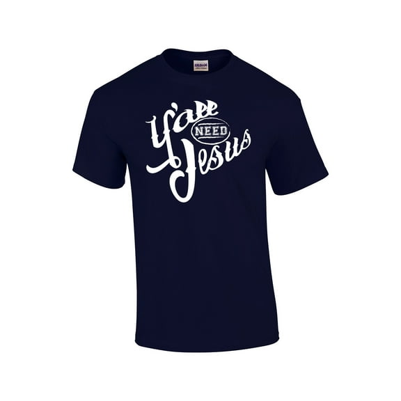 Ya'll Need Jesus Christian Short Sleeve T-shirt-Navy-Medium