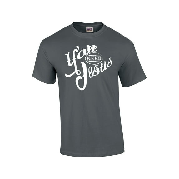 Ya'll Need Jesus Christian Short Sleeve T-shirt-charcoal-5xl