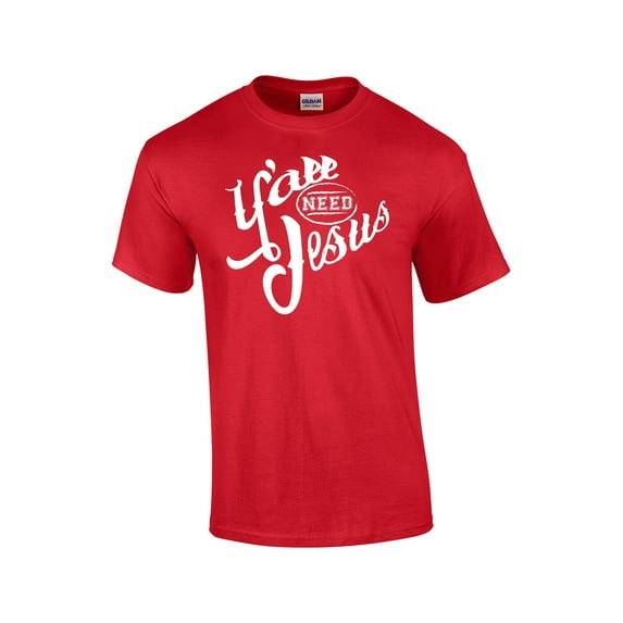 Ya'll Need Jesus Christian Short Sleeve T-shirt-red-Small