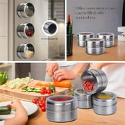 YaChu Magnetic Base Spice Tins,Stainless Steel Magnetic Spice Storage Jar Tins Container With Rack Holder