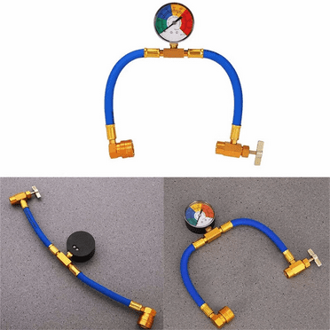YaChu R134A Ac Refrigerant Charge Hose Kit, 1/2’’ Self-Sealing Valve Can, And Recharge Hose With Pressure Gauge, Fits For Car Ac Air Conditioning Refrigerant With Gauge Tube