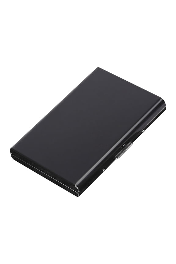 RFID Blocking Credit Card Protector Aluminum ID Case Hard Shell Business Card Holders Metal Wallet for Men or Women (Black)