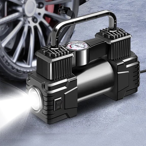 YaChu Tire Inflator Portable Air Compressor-Air Pump 35PSI Cordless Electric for Car, Motorcycle, Bike, Ball, with Tire Gauge Pressure, Dual-Use Type (Black)