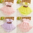 thumbnail image 1 of YaEYa Baby Girls Short Sleeve Tulle Princess Gown, Floral Ruffle Formal Party Dress for 0-24 Months (Pink,18-24 Months), 1 of 5