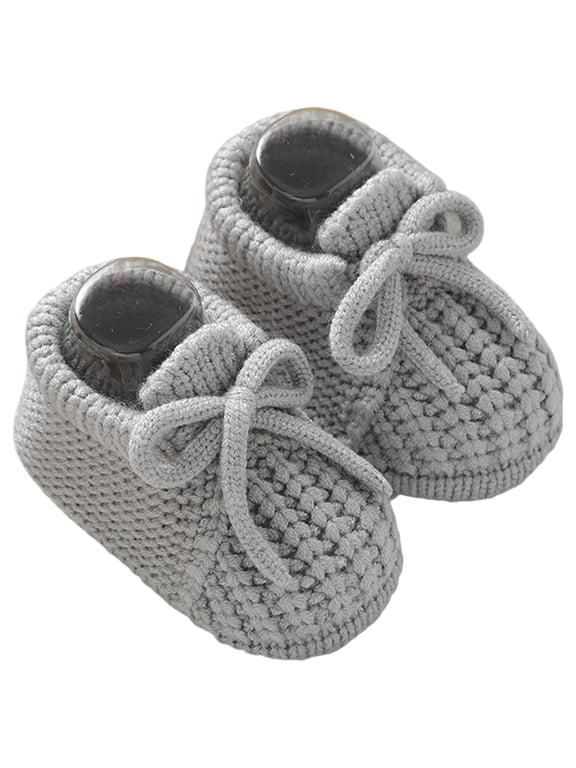 Baby Knit Booties, Soft Sole Slipper Shoes, Warm Cotton Knitted Crib Shoes, Pre-Walker Footwear for Boys Girls 0-18 Months
