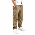 thumbnail image 1 of YaEYa Boys Cargo Pants Baggy Pull on School Uniform Pants Casual Drawstring Elastic Waisted Open Bottom Straight Leg Trousers with Pockets, 1 of 4