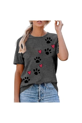 Dog Mama Tshirts Dog Mom Shirts for Women Cute Sunflower Pet Paw Graphic Tees (Grey,XXL)
