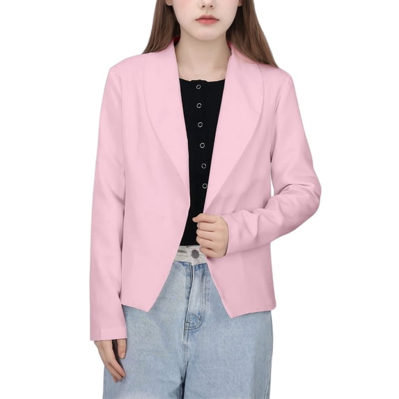 YaEYa Girls Blazer Jacket Long Sleeve Notched Collar/Lapel Collar with Pocket Open Front Casual Kids Blazers Suit Coat