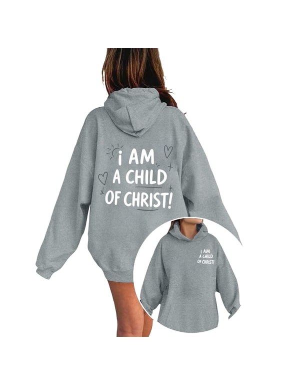 I Am A Child Of God Hoodie Girls Back to School Clothes Christian Jesus Hoodies Oversized Preppy Outfits Graphic Sweatshirts, Back to School Clothes