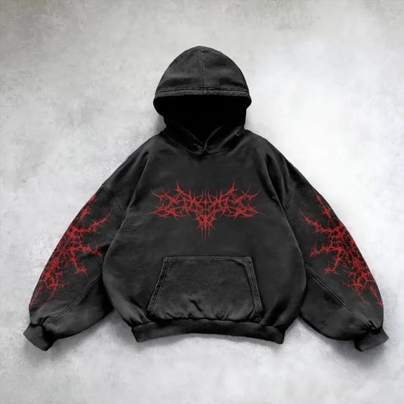 YaEYa Retro Angel 3D Printing Hoodies Men, American Gothic Fashion Hoodies for Men and Women Y2k Sweatshirts 2000s Clothes Red M