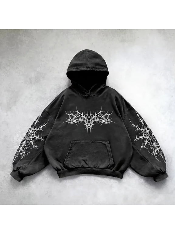 Retro Angel 3D Printing Hoodies Men, American Gothic Fashion Hoodies for Men and Women Y2k Sweatshirts 2000s Clothes White S