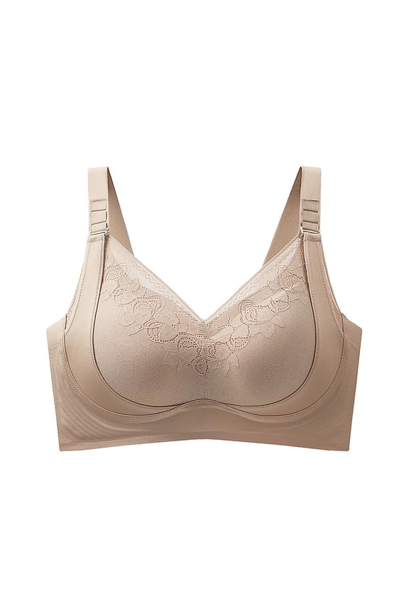 Wireless Adjustable Shaping Bras For Women Fixed Integrated Cups Anti Sag Lifting Support Comfort Everyday Inner Bras (Khaki,XL)