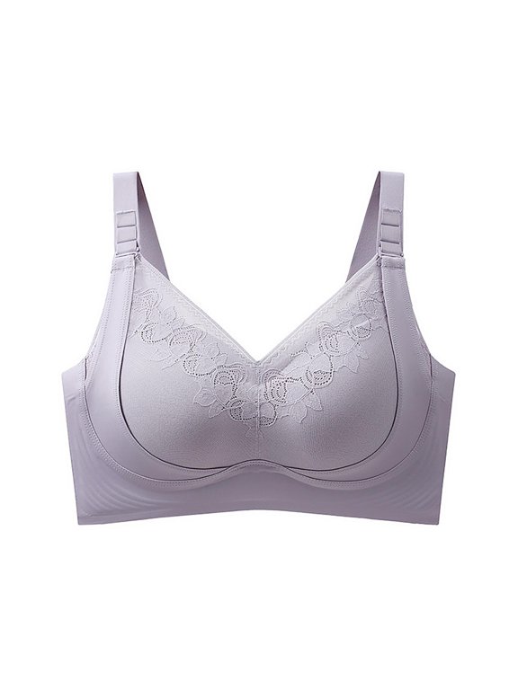 Wireless Adjustable Shaping Bras For Women Fixed Integrated Cups Anti Sag Lifting Support Comfort Everyday Inner Bras (Light Purple,M)