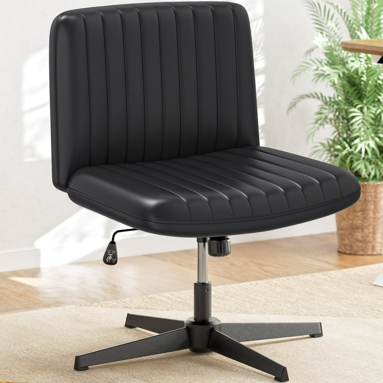 Armless Office Desk Chair No Wheels,Fabric Padded Modern Swivel