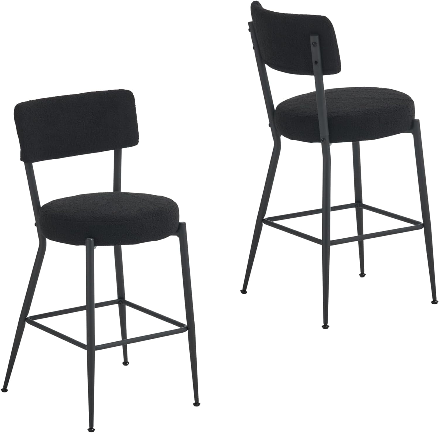 YaFiti Bar Stools Set of 2, Teddy Fabric Upholstered Counter Stools