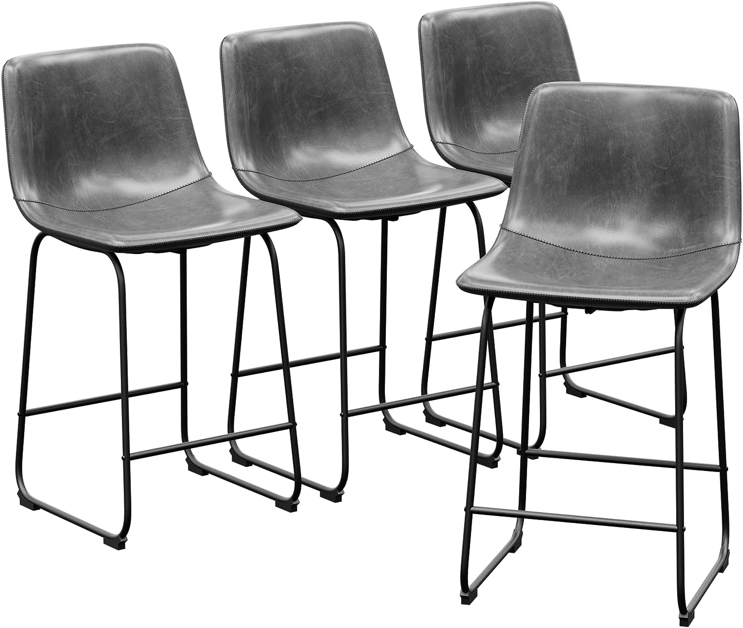 YaFiti Barstools 26'' PU Leather Counter Height Bar Stools Set of 4