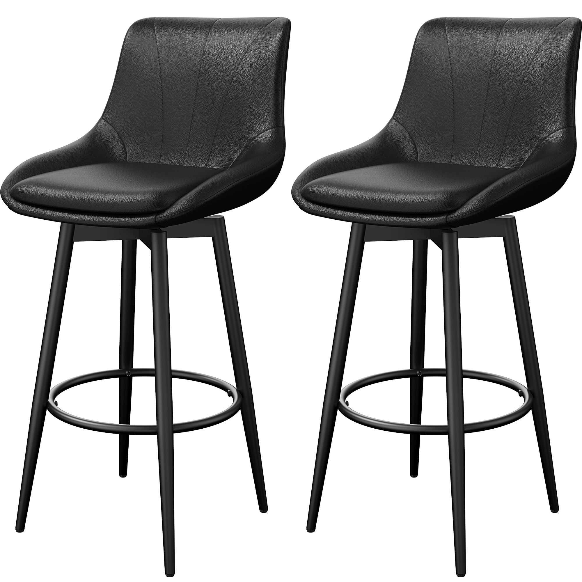 YaFiti Swivel Bar Stools with Back Sets of 2, 26 Counter Height Bar ...