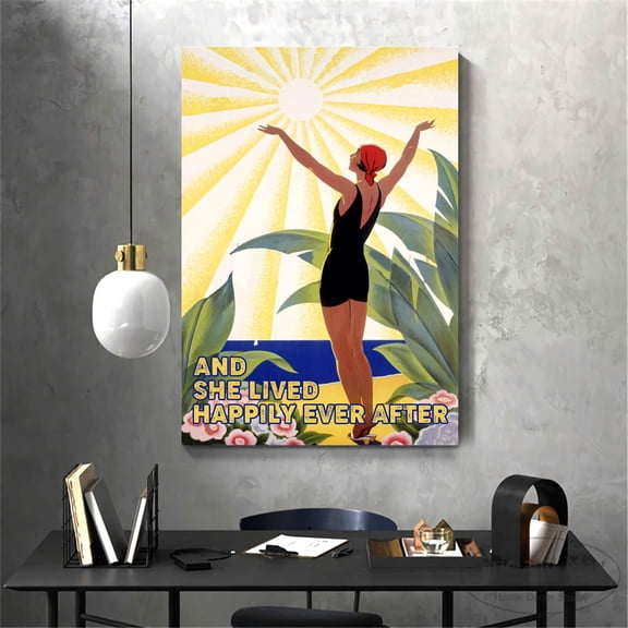 YaHaku And She Lived Happily Ever After Poster, Swimming Lovers, Surfing Lovers Gift, Home Decor UML2975