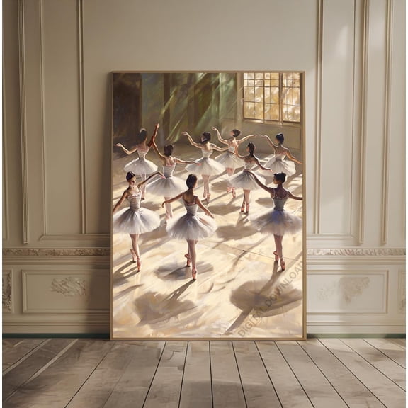 YaHaku Ballet Dancers Wall Art Poster Neutral Oil Painting Ballerina Girls Room Art Deco Dance Studio Art Tiny People Poster