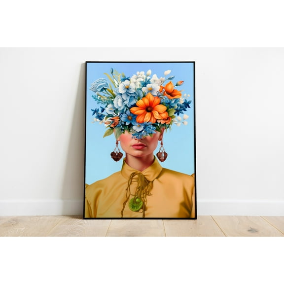 YaHaku Blue Frida Kahlo Poster, Frida Kahlo Print, Frida Kahlo Wall Art, Frida Kahlo Pop Art, Frida Kahlo Portrait print, Frida Kahlo Self Portrait