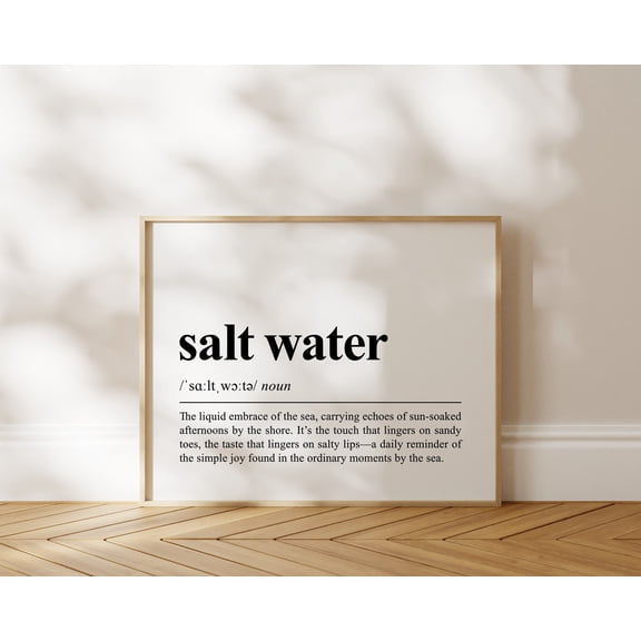 YaHaku Coastal Wall Art, Salt Water Definition Poster , Ocean Quote Wall Art, Beach House Decor, Summer Art Poster , Surf Aesthetic Poster