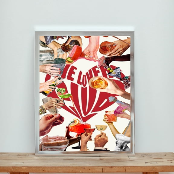 YaHaku Cocktail Wall Art , Bar Decor, Fun Drink Collage Poster, Retro Eclectic Party Artwork for Kitchen or Home Bar