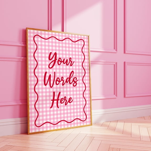 YaHaku Custom Gingham Quote Print: Personalized Typography Art