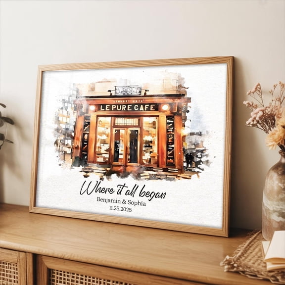 YaHaku Custom Our First Date Portrait Valentine Gift, Where it All Began, Custom First Date Portrait Wall Art, Valentine's Day Gift For Him Her