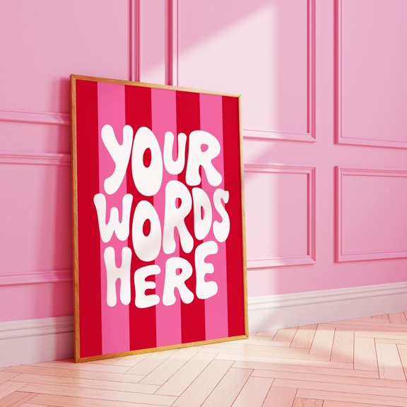 YaHaku Custom Quote Print: Groovy Striped Typography Art