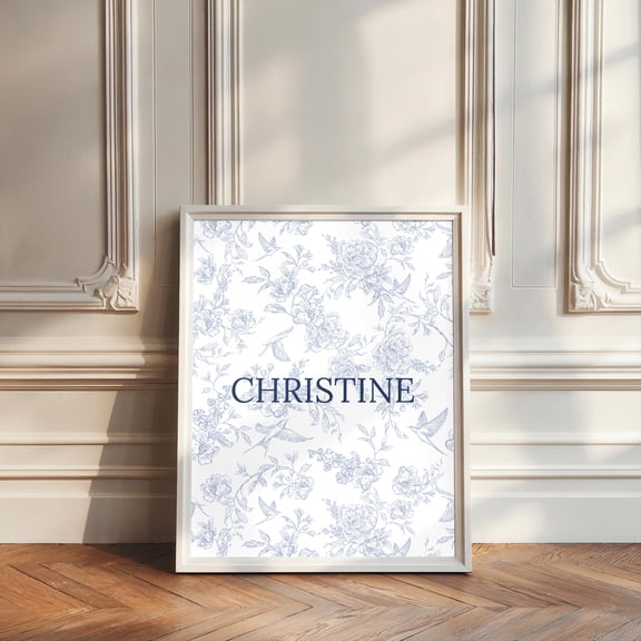 YaHaku Custom Wall Art, Initial Name Poster, Floral Nursery Wall Art, Botanical Decor, Chinoiserie Decor, Room & Dorm Wall Art