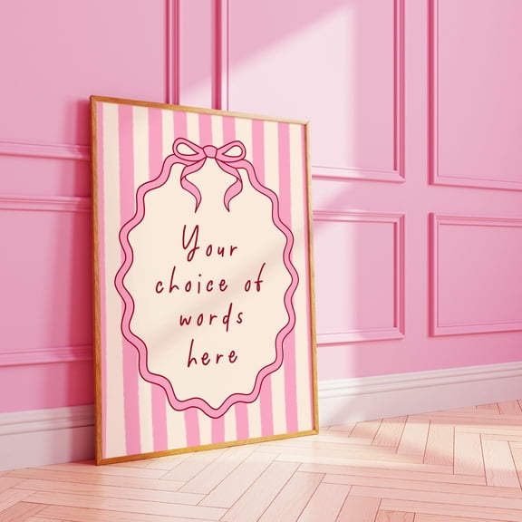 YaHaku Customised bow border word print | striped personalised wall art