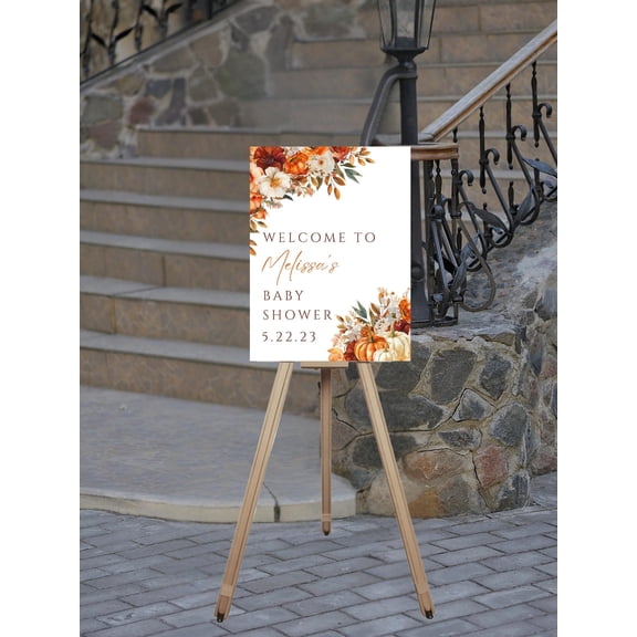 YaHaku Editable Fall Shower Welcome Poster Template, Rustic Shower Poster