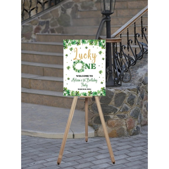 YaHaku Editable Lucky One Birthday Welcome Poster, St Patrick's Day 1st Birthday,