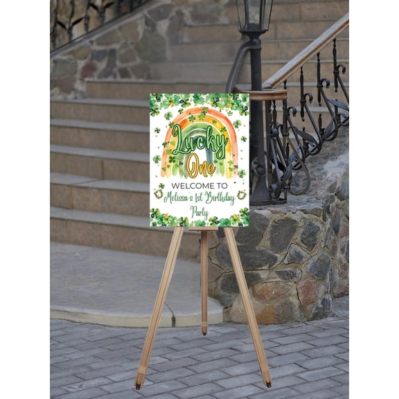 YaHaku Editable Lucky One Birthday Welcome Poster, St Patrick's Day 1st Birthday