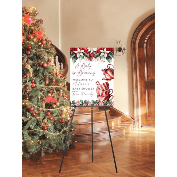 YaHaku Editable Tea Party Welcome Poster Brewing Shower Christmas Tea Party Bridal Tea Birthday Tea Party Entrance Poster