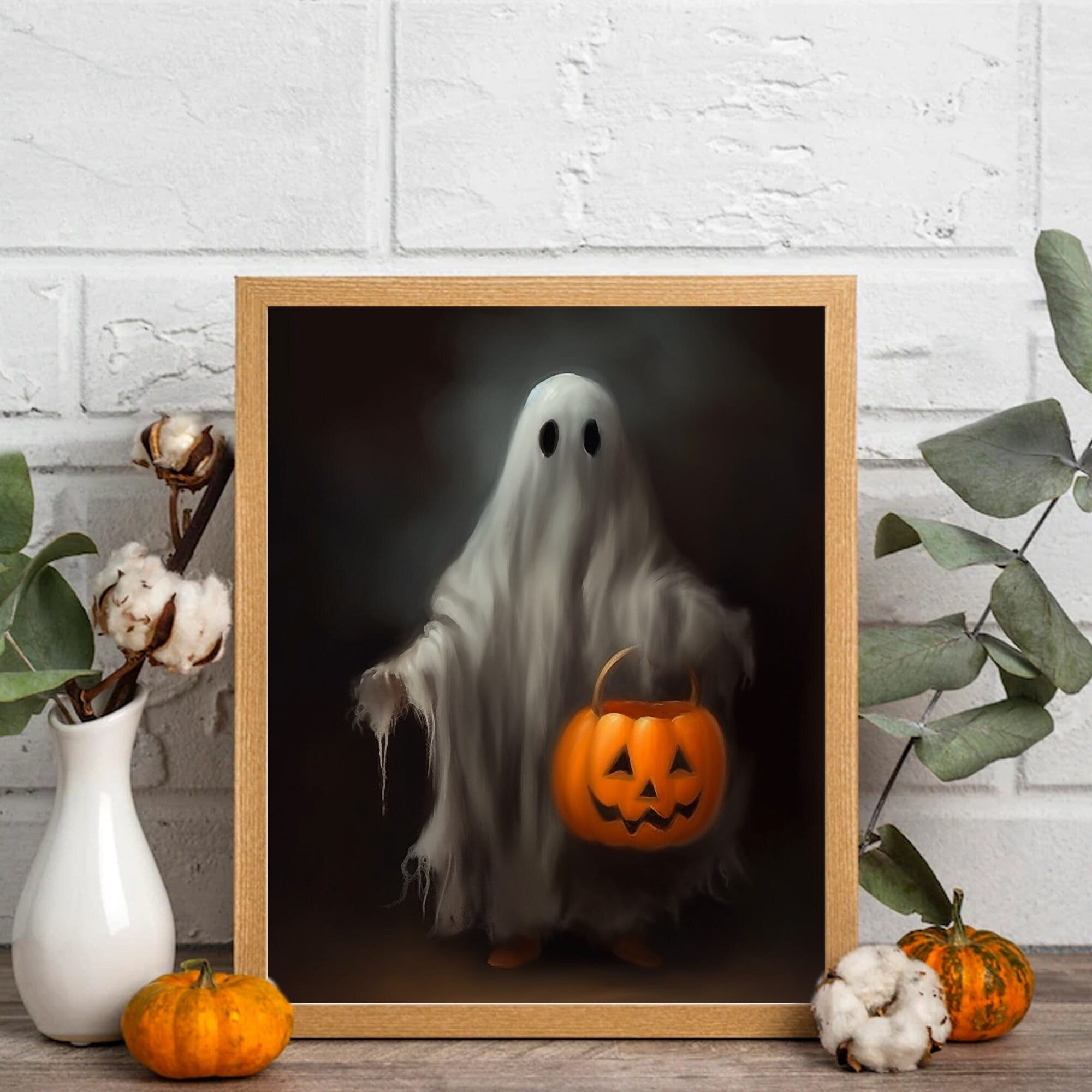 YaHaku Ghost Portrait Wall Art Poster, Vintage Halloween Home Decor ...
