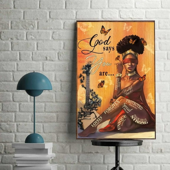 YaHaku God Says You Are Poster, Inspirational Quote, Black Queen Art, Afro Queen Poster, Black Girl Magic, Black Pride Poster